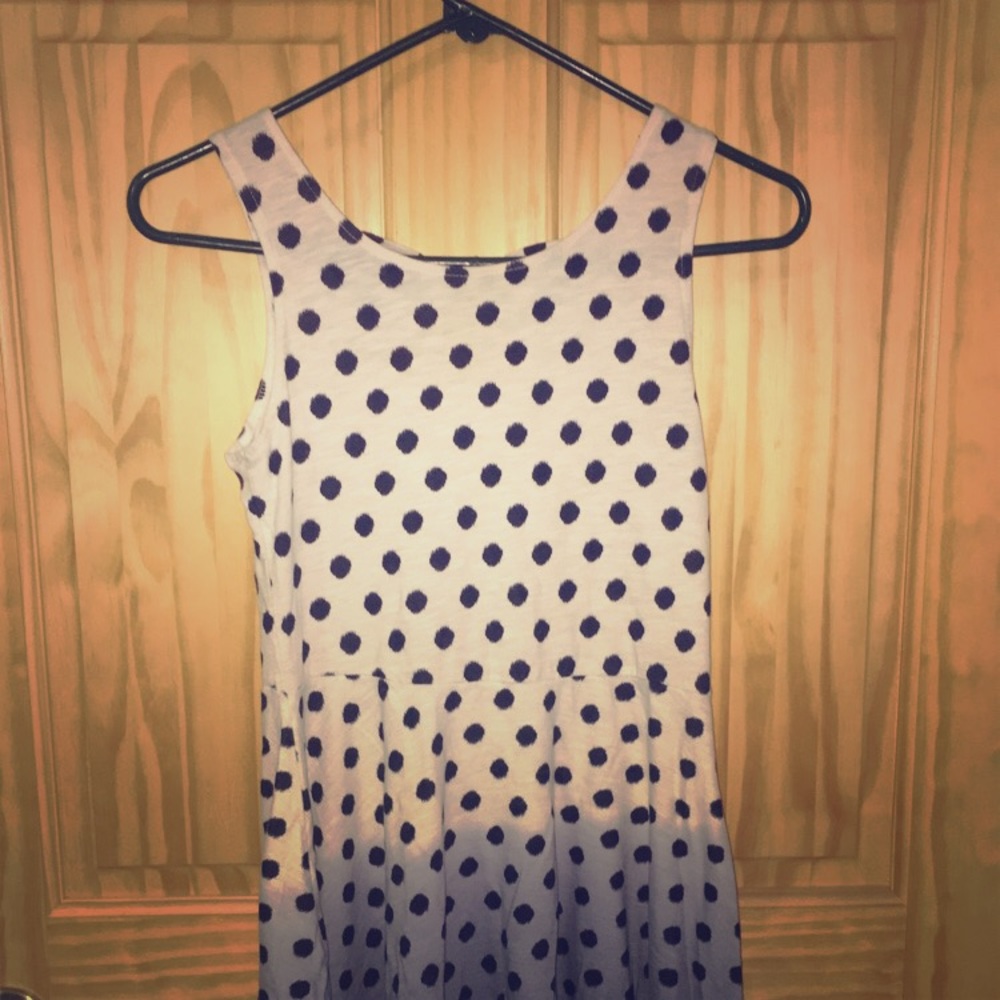 Cherokee White and Blue faded Polka-dot Dress
